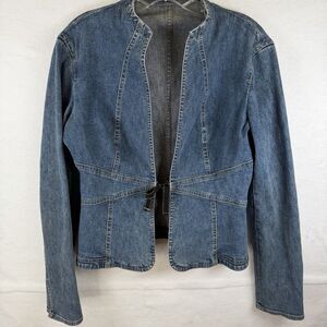 Tahari Womens Fitted Denim Jacket Tie Front Closure (No Tag) Sz S/P